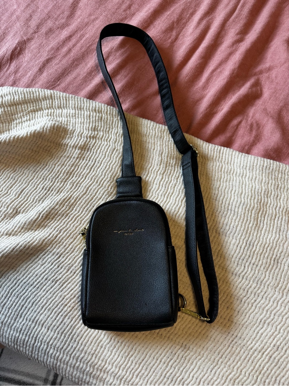 Black Crossbody with Gold Logo